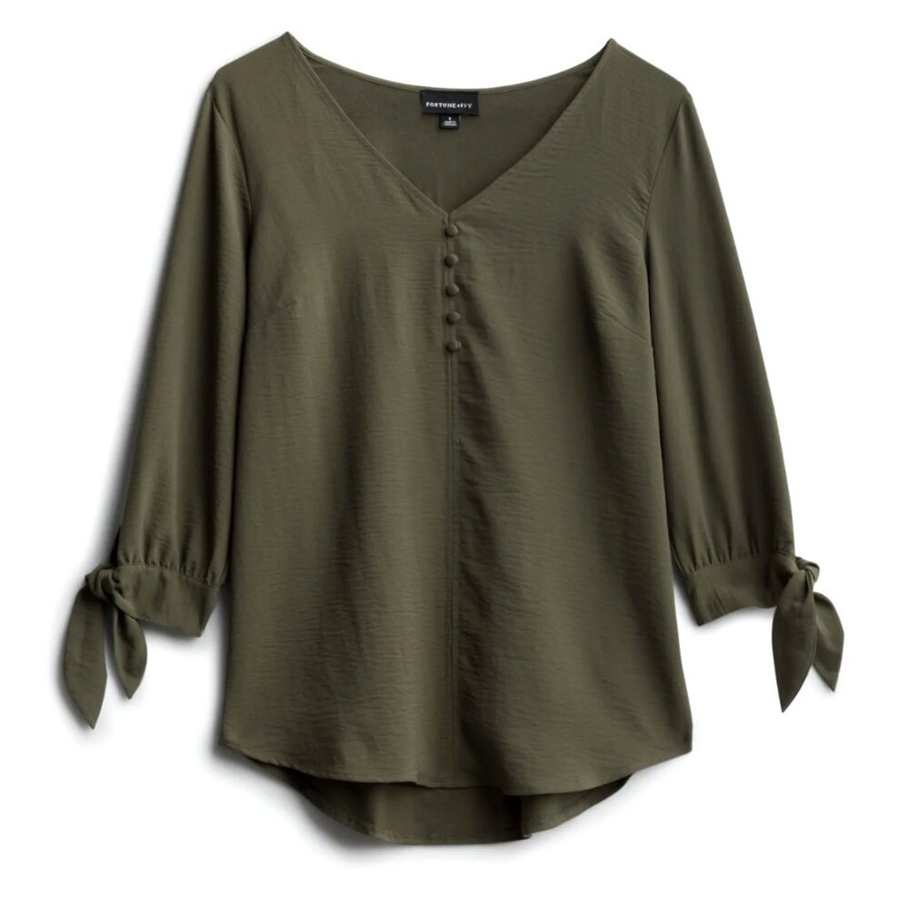 FORTUNE + IVY Zuri Mixed Material Blouse